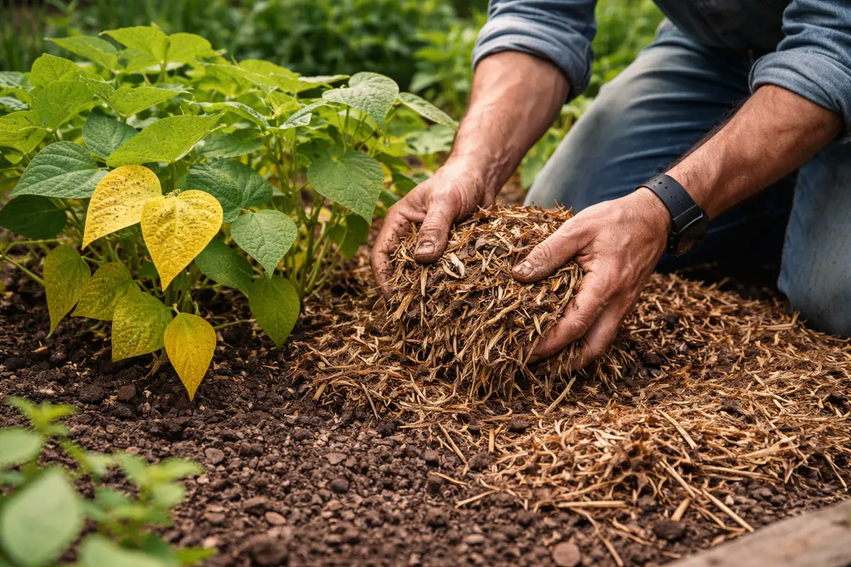 why are my bean plants use organic mulch wisely to avoid yellowing