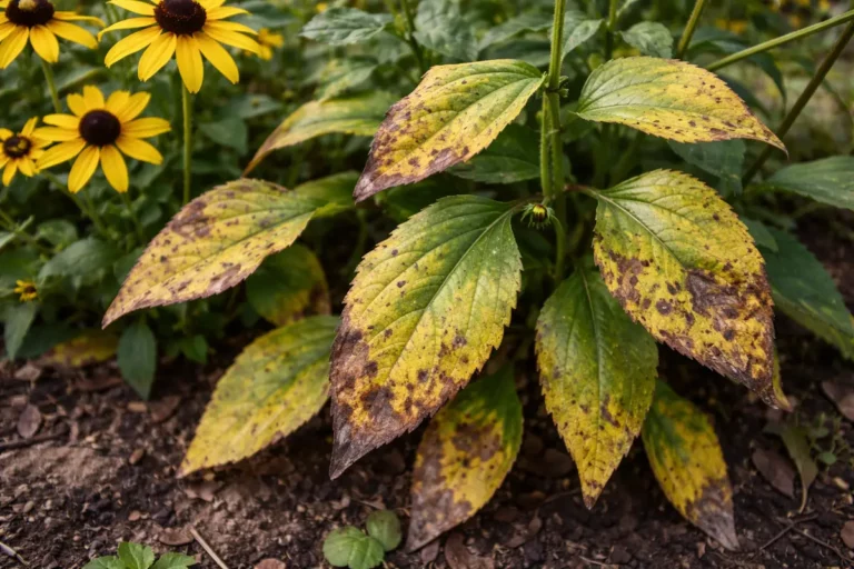 why are my black-eyed susan with visible browning or spots on leaves