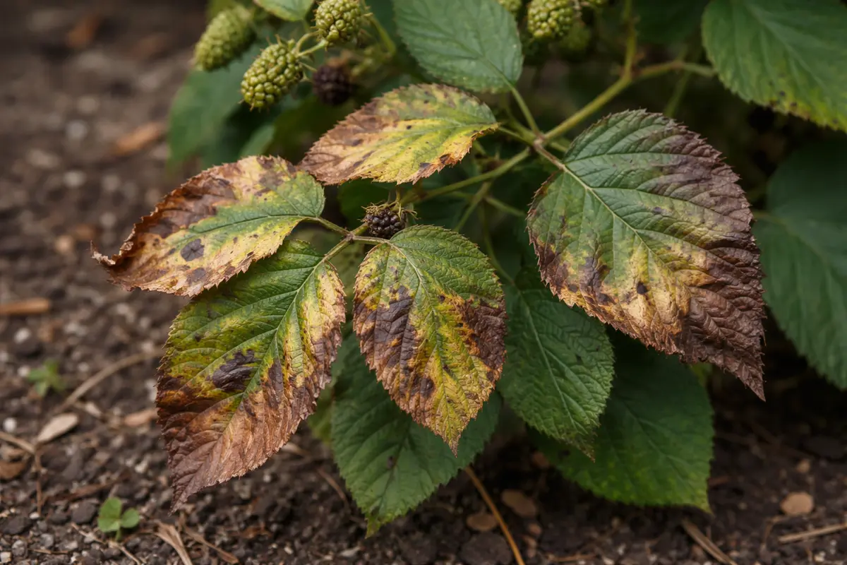why are my blackberry leaves with visible browning or spots on leaves