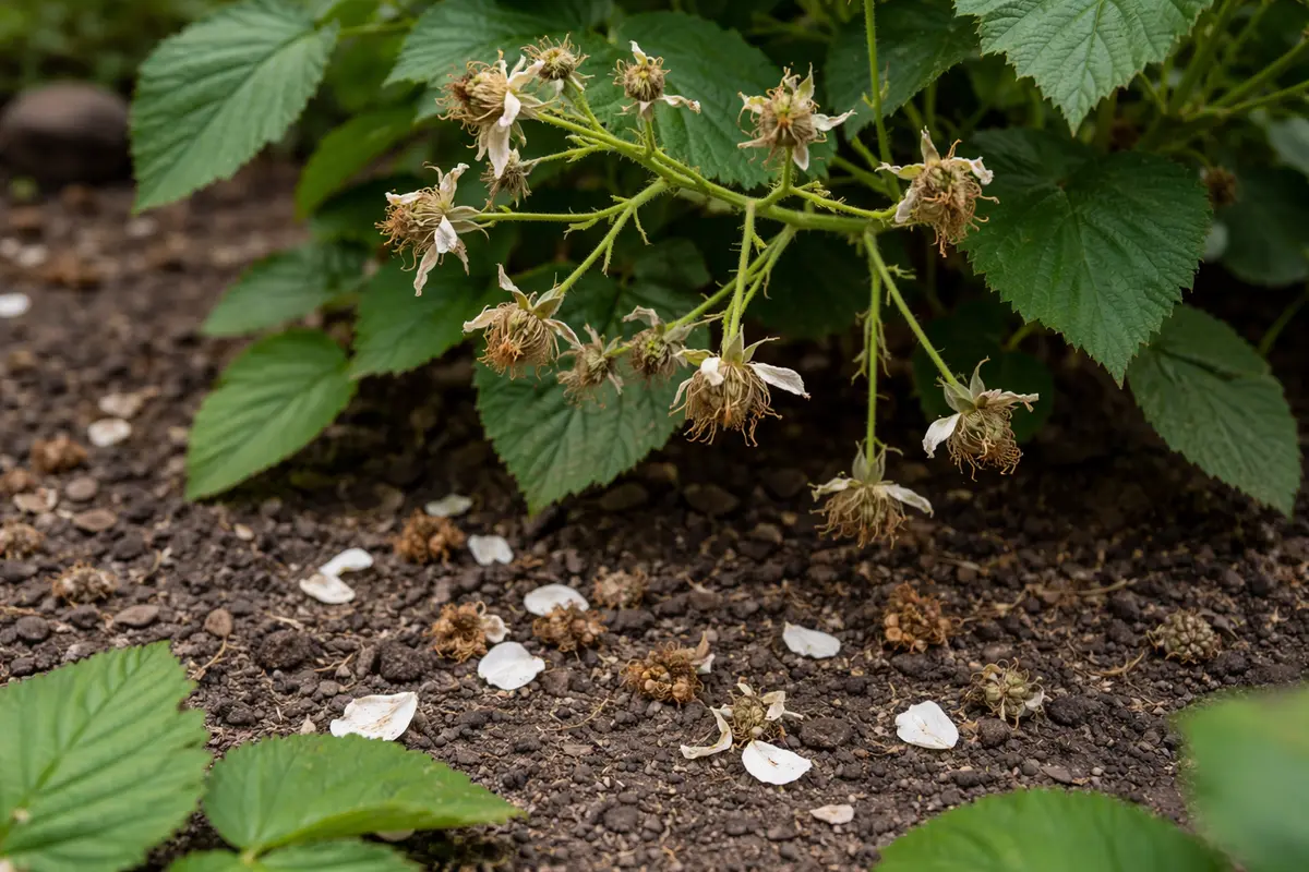 why are my blackberry plants not with dropped blossoms around the stems