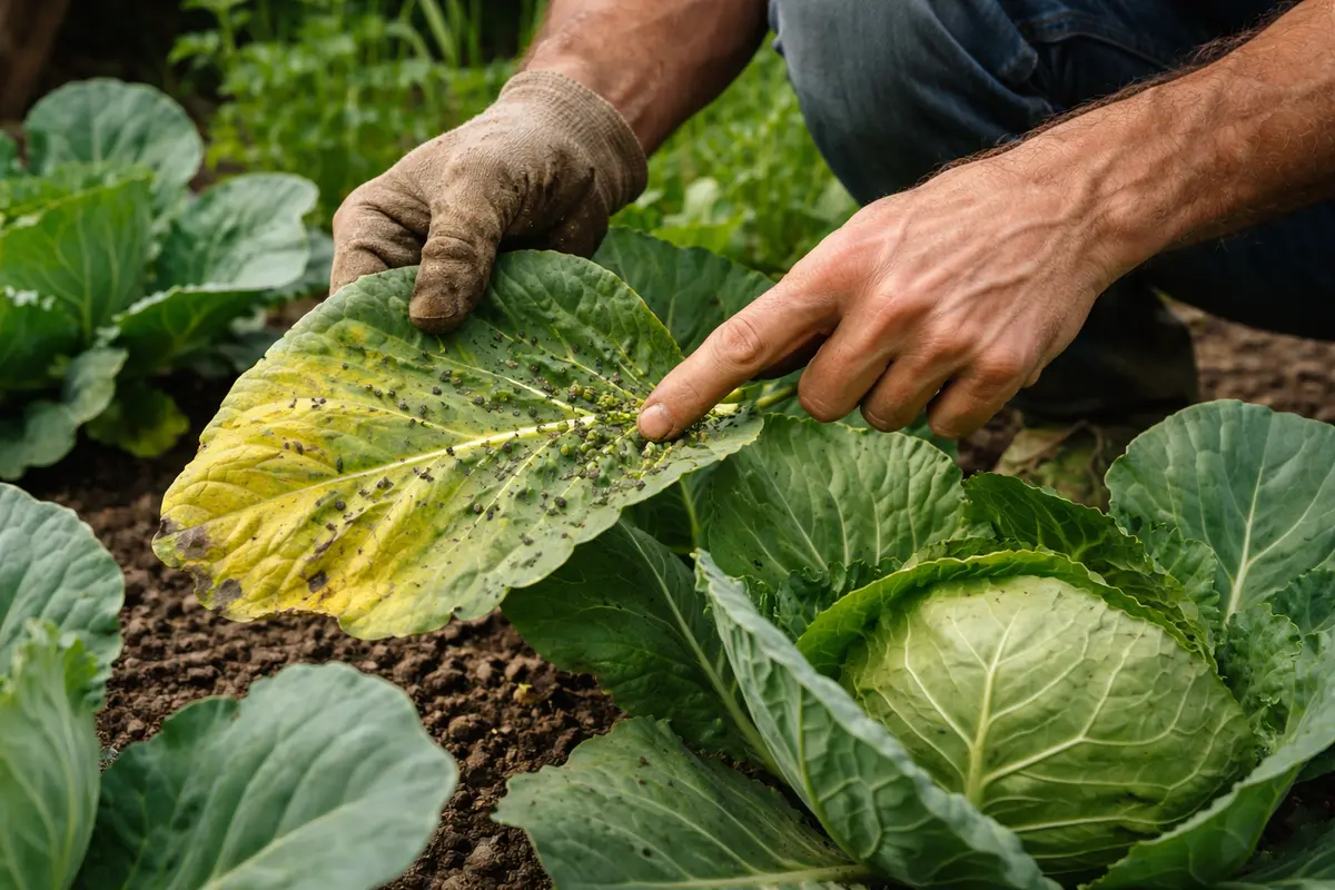 why are my cabbage leaves turning yellow inspect cabbage for pest infestation