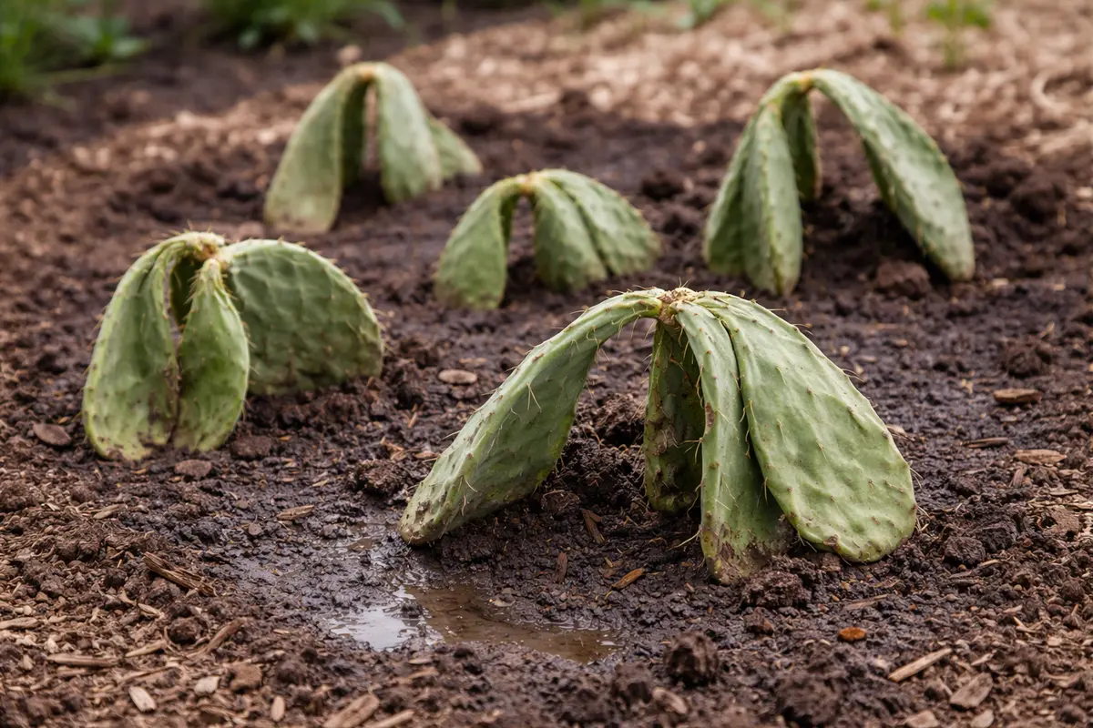 why are my cactus plants drooping with weak seedlings in garden soil