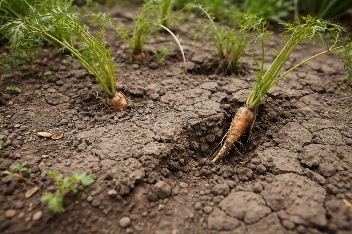 why are my carrots not growing with compacted soil around the roots