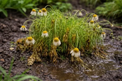 why are my chamomile plants dying wilting visibly in real garden soil