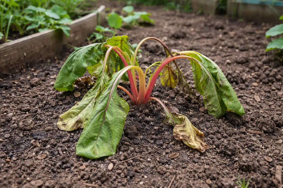why are my chard leaves wilting with weak seedlings in garden soil