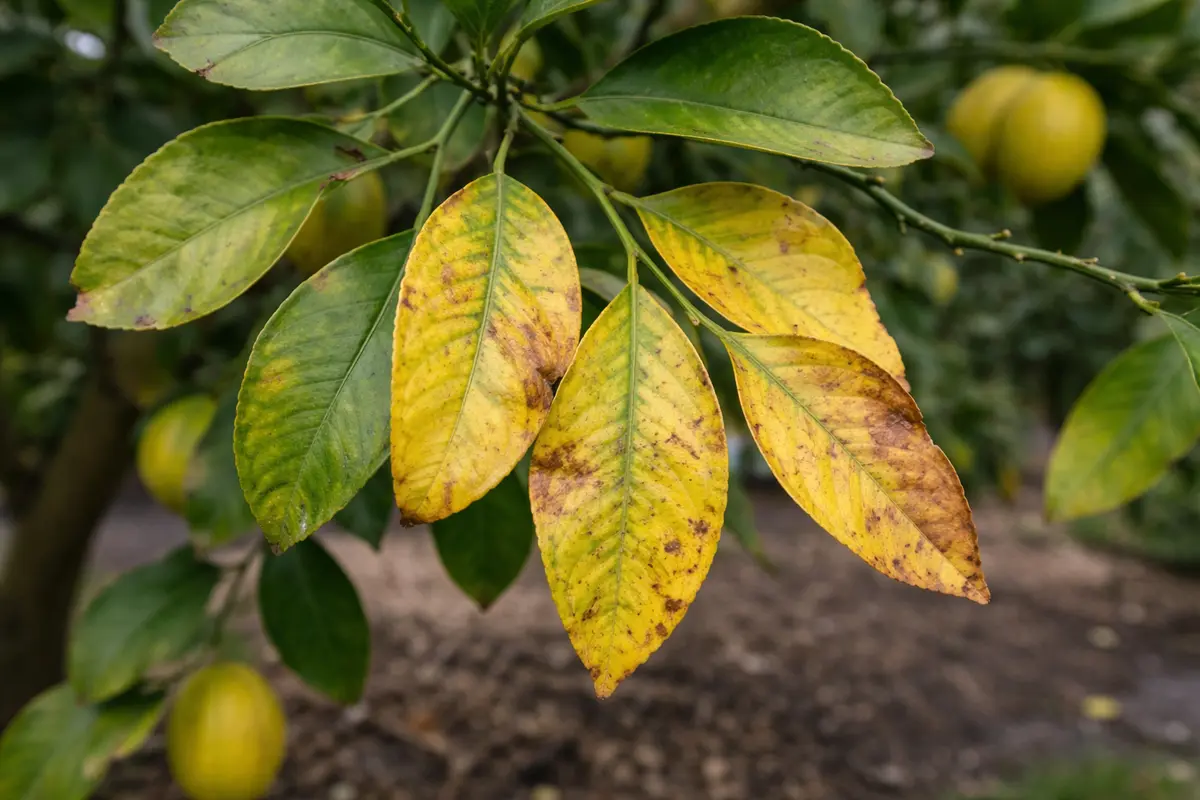 why are my citrus leaves with visible browning or spots on leaves