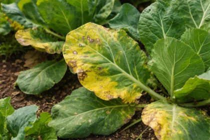 why are my collard greens with visible browning or spots on leaves