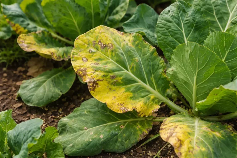 why are my collard greens with visible browning or spots on leaves