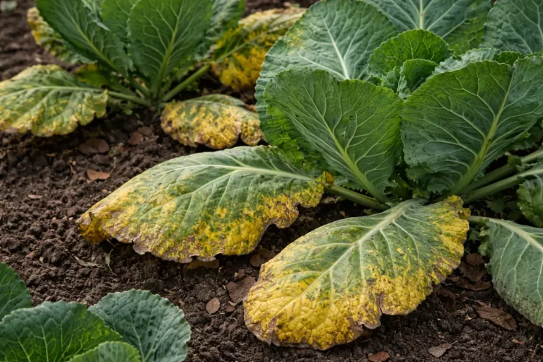 why are my collard greens with visible browning or spots on leaves