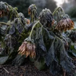 why are my dahlias drooping after with cold-damaged leaves in the garden
