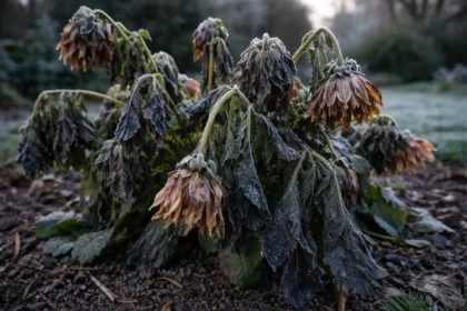 why are my dahlias drooping after with cold-damaged leaves in the garden