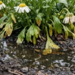 why are my daisies wilting after with wet soil around the base