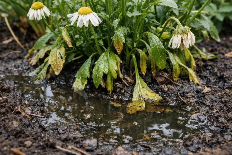 why are my daisies wilting after with wet soil around the base