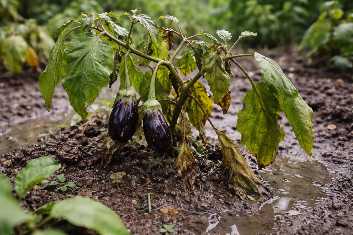 why are my eggplants stunted during wilting visibly in real garden soil