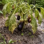 why are my eggplants stunted during wilting visibly in real garden soil