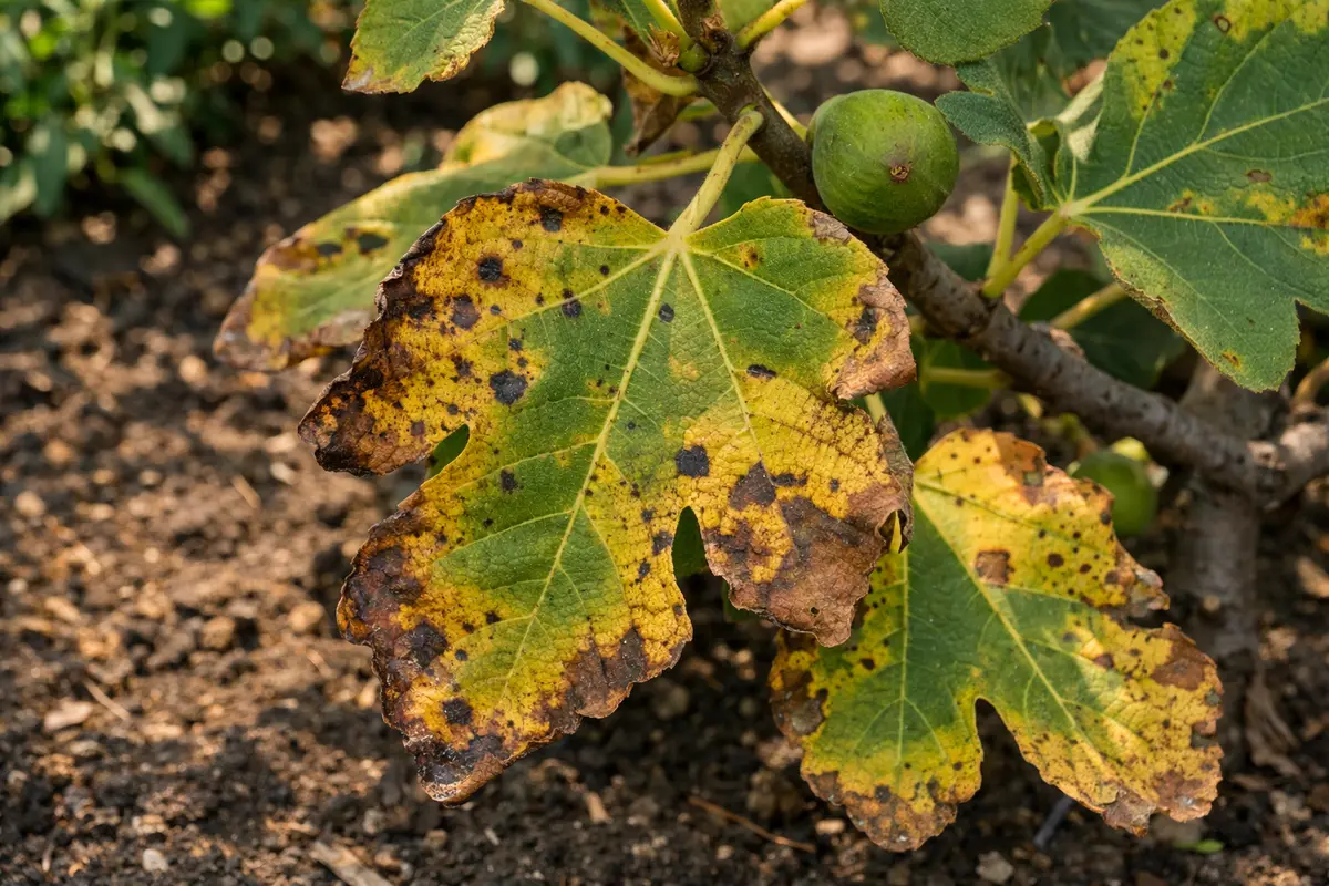 why are my fig leaves with visible browning or spots on leaves