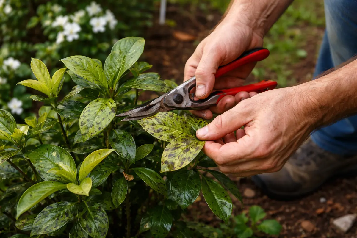 why are my gardenias developing black prune gardenia leaves with black spots