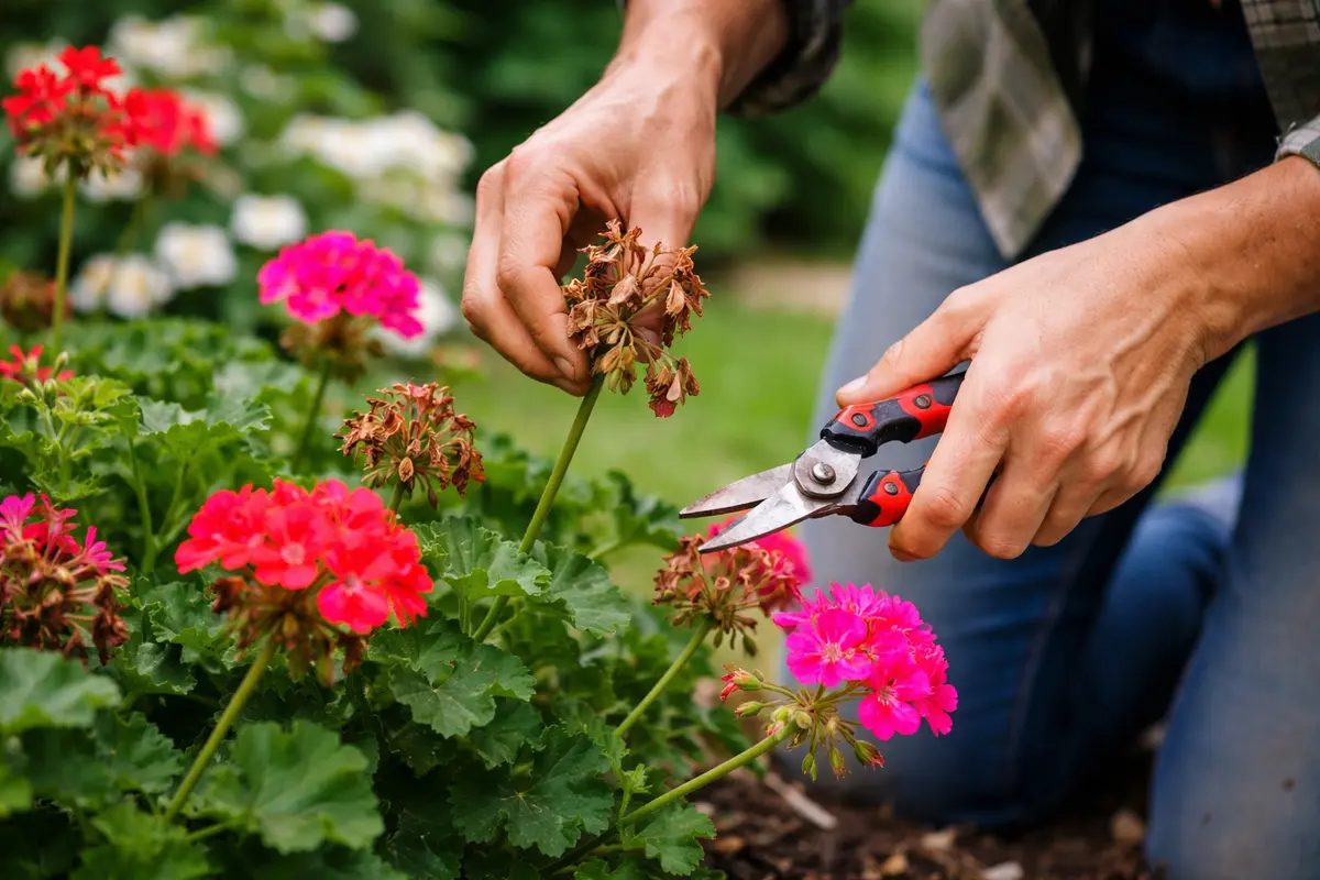 why are my geraniums not flowering during trim dead geranium blooms immediately