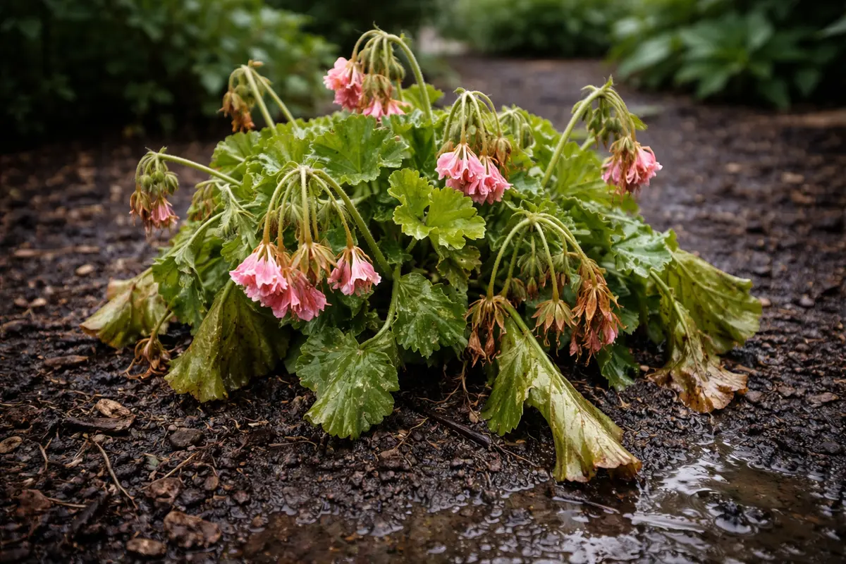 why are my geraniums wilting after wilting visibly in real garden soil
