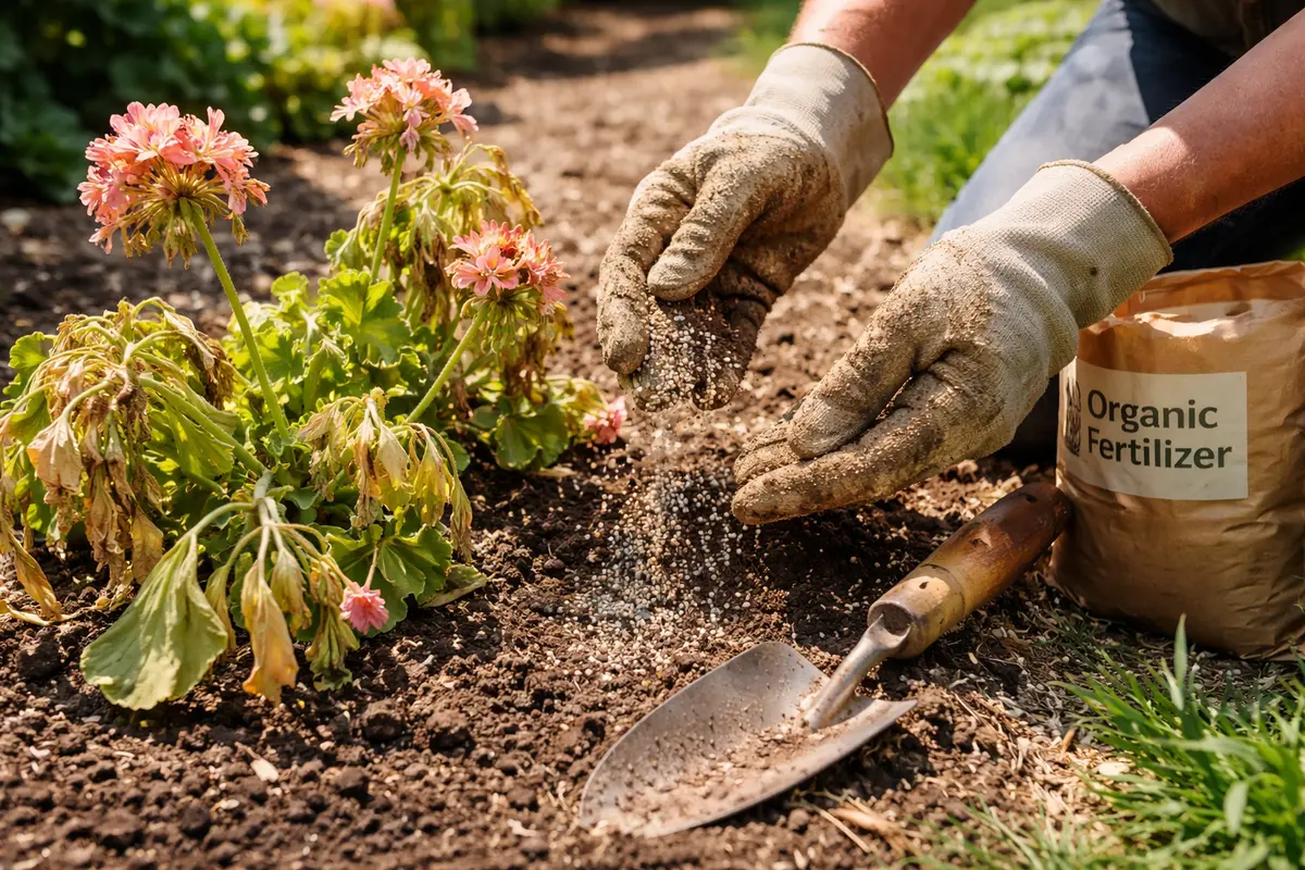 why are my geraniums wilting during apply organic fertilizer for wilting recovery