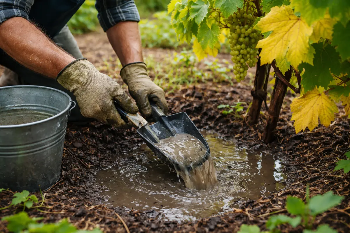 why are my grapevines leaves turning clear excess water from grape soil