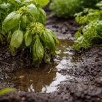 why are my herbs wilting after with wet soil around the base