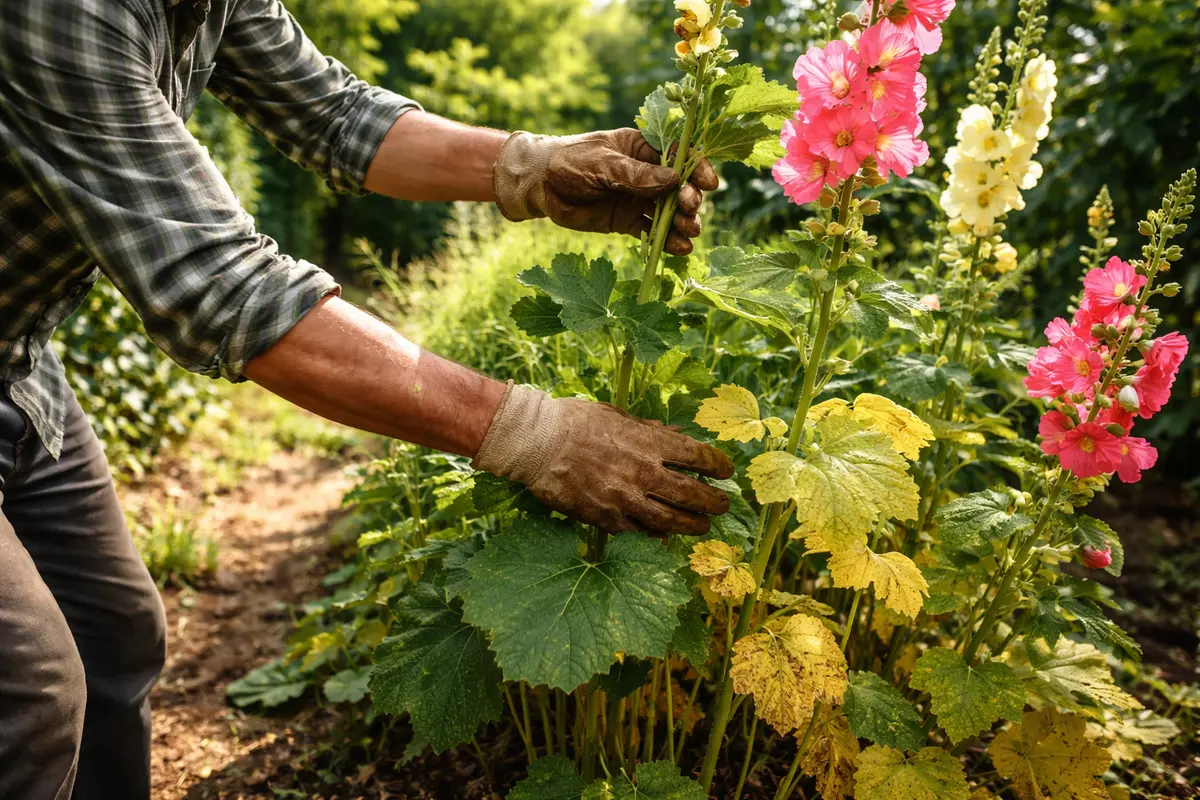 why are my hollyhock leaves turning ensure proper sunlight exposure for hollyhocks