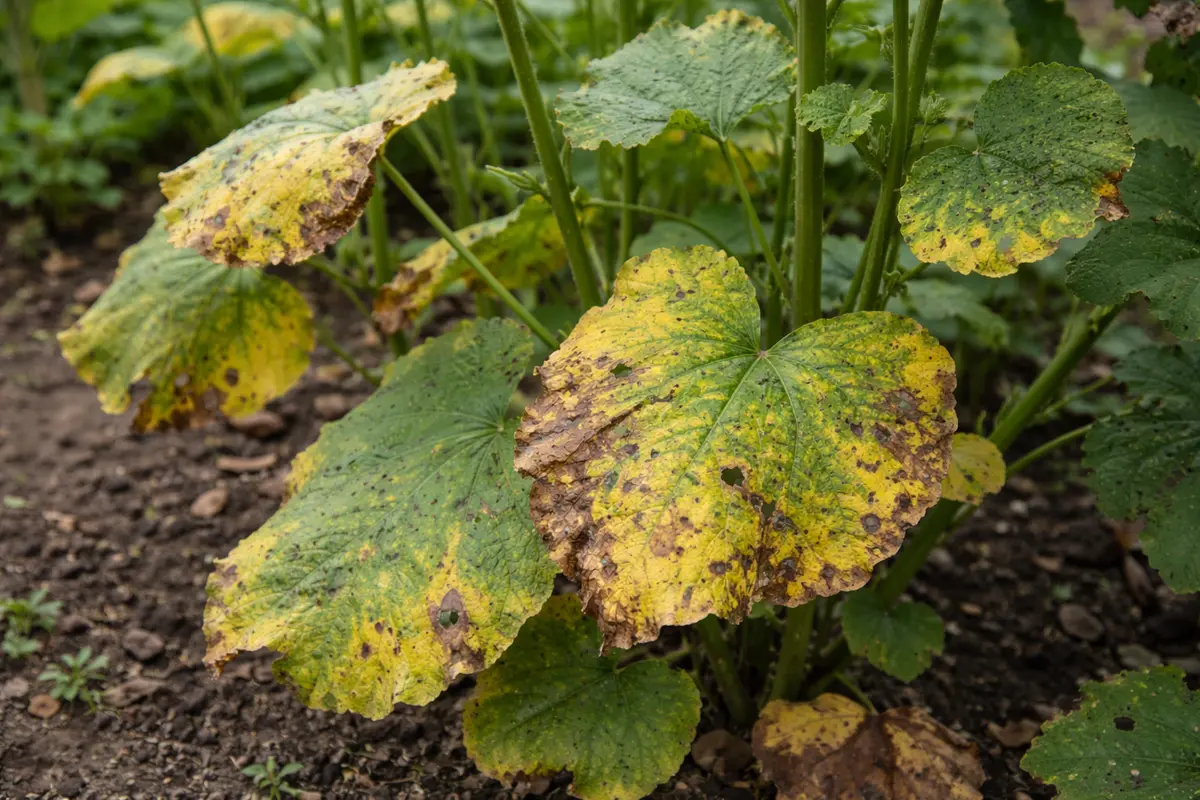 why are my hollyhock leaves with visible browning or spots on leaves