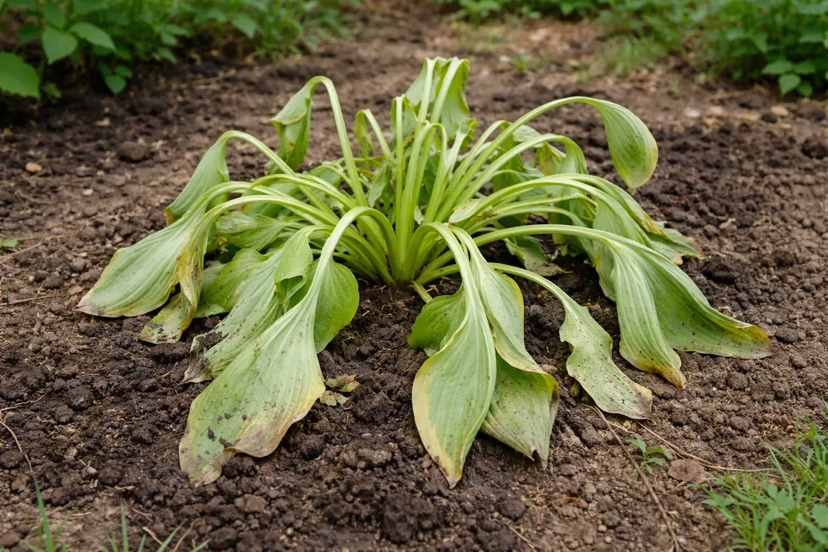 why are my hostas wilting after wilting visibly in real garden soil