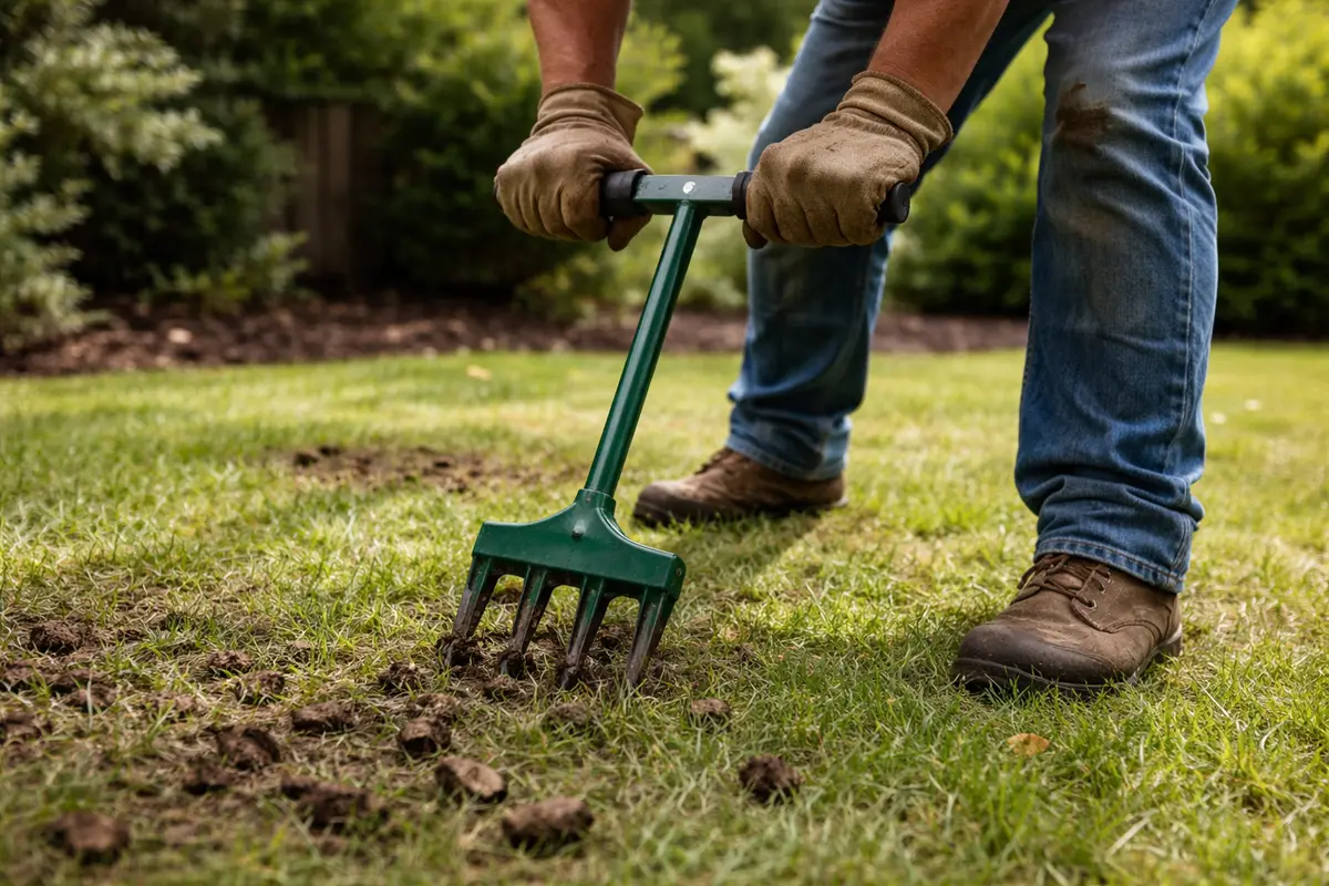 why are my lawn spots appearing aerate turf to enhance recovery process