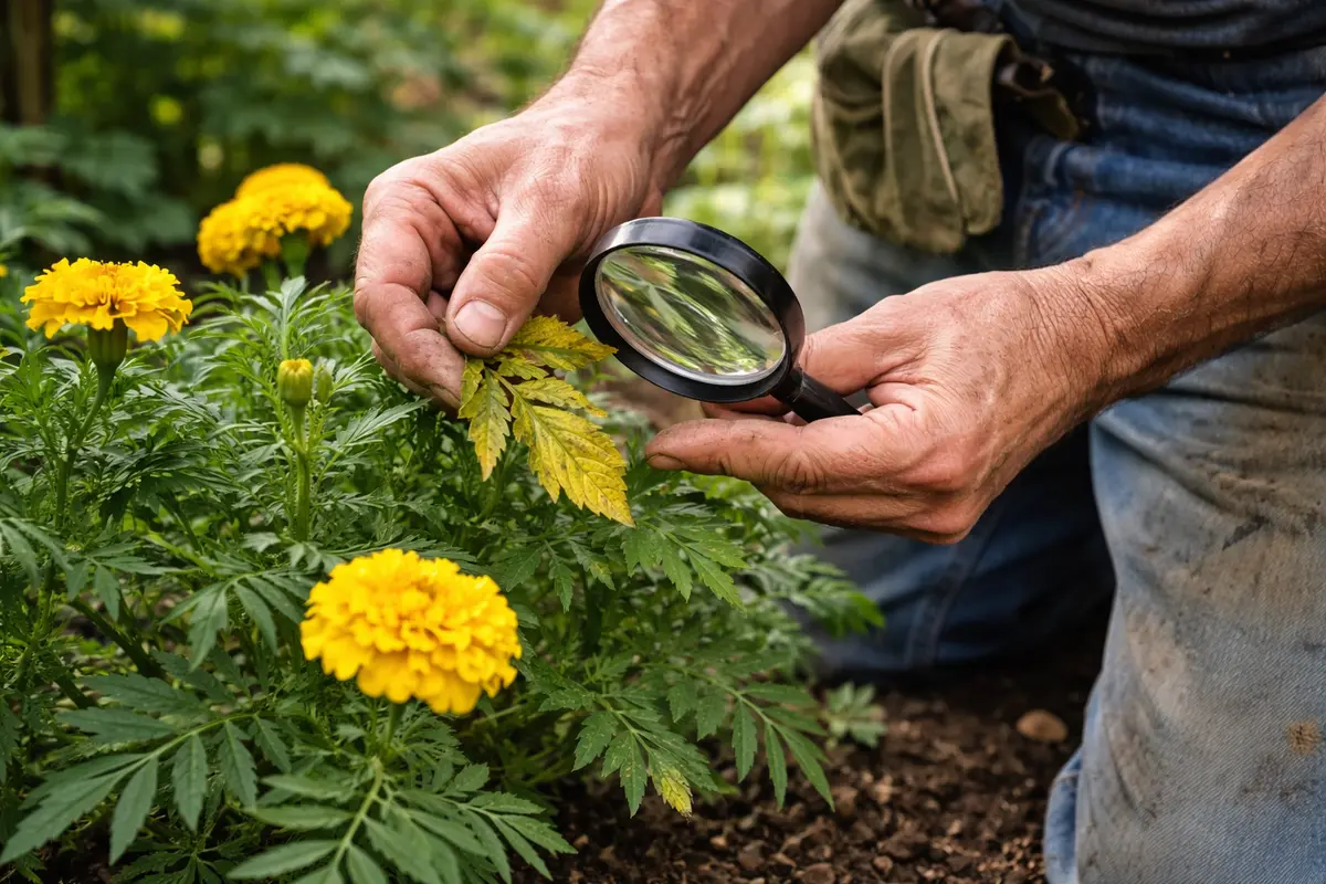 why are my marigold leaves turning yellow inspect marigold leaves for pests