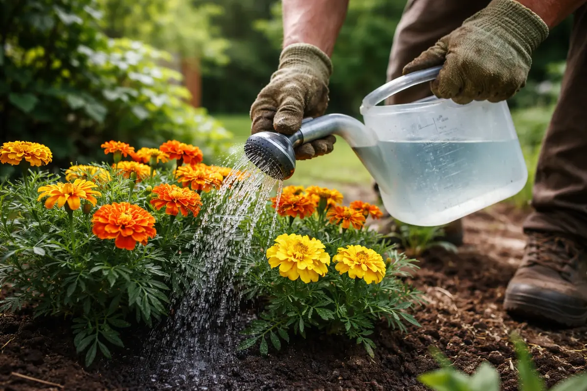 why are my marigolds developing brown water marigolds with balanced nutrient mix