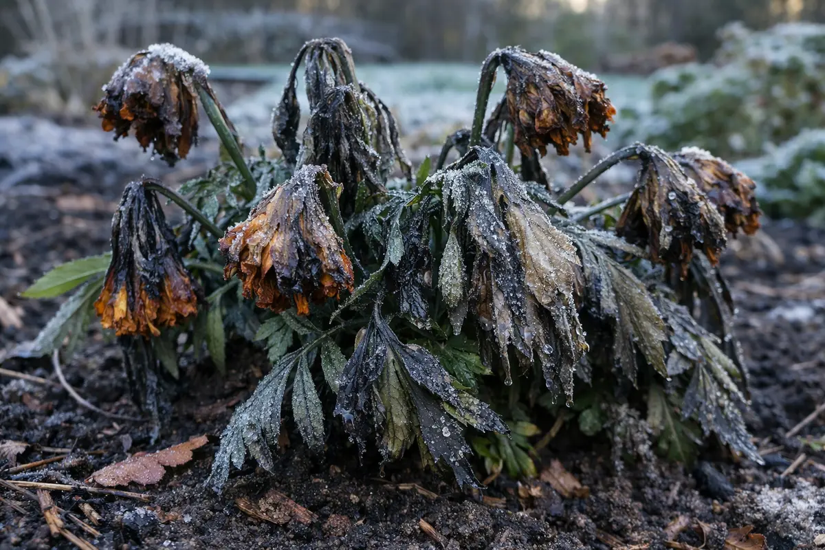 why are my marigolds wilting after with cold-damaged leaves in the garden
