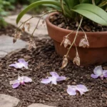 why are my orchids not flowering with dropped blossoms around the stems