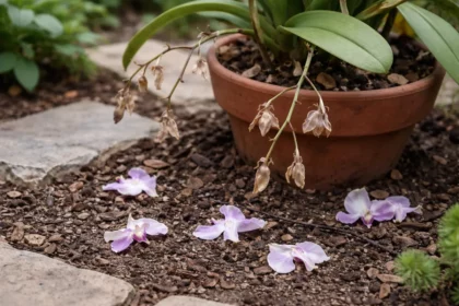 why are my orchids not flowering with dropped blossoms around the stems