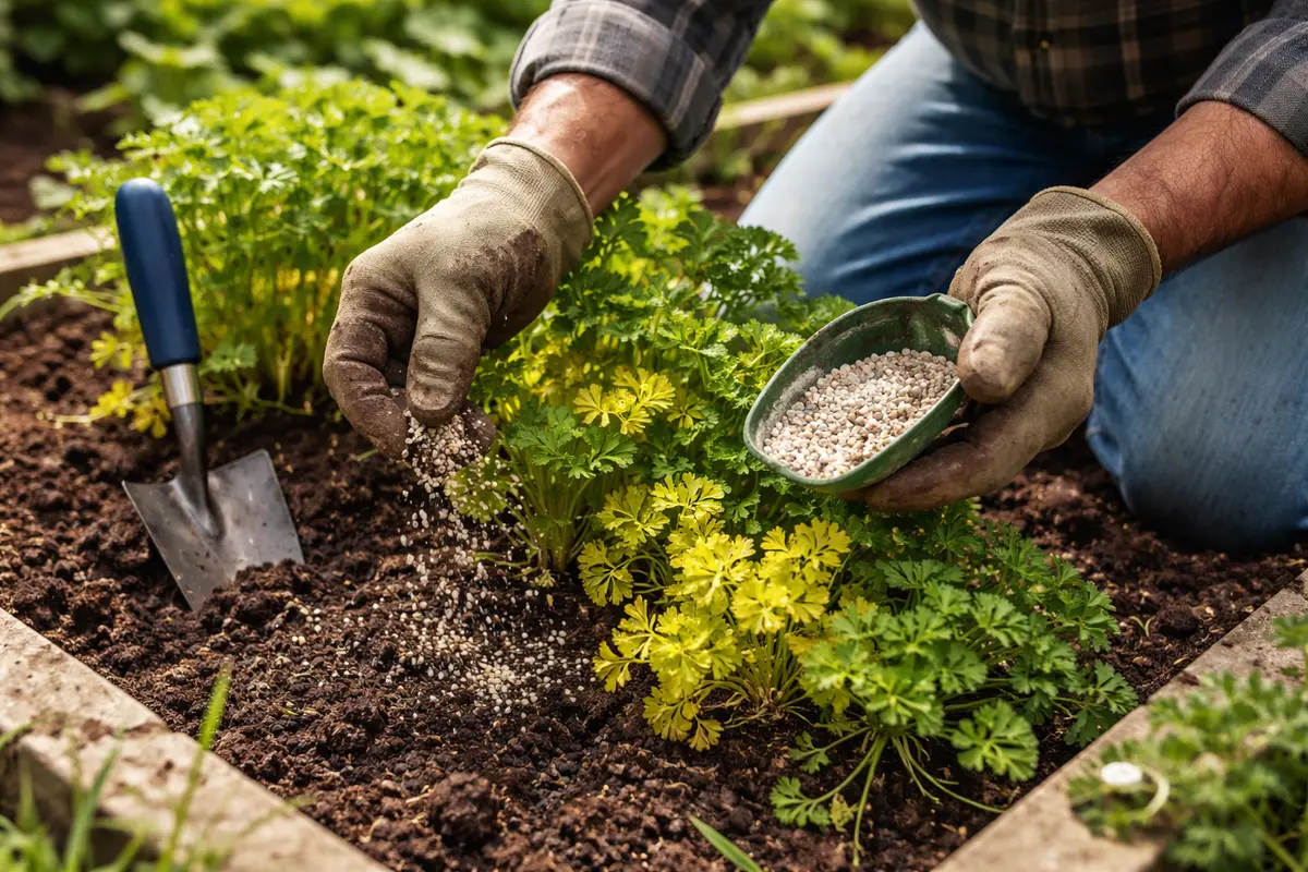 why are my parsley plants turning fertilize parsley for recovery from yellowing