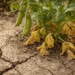 why are my peas turning with cracked dry soil around the plant
