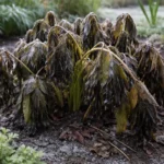 why are my peonies not flowering with cold-damaged leaves in the garden
