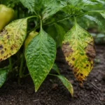 why are my peppers turning with visible browning or spots on leaves