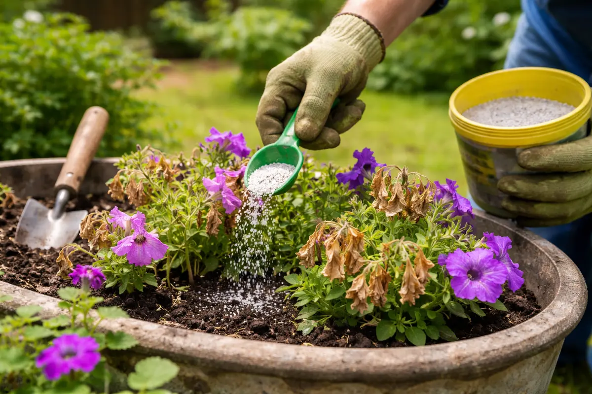 why are my petunias turning brown fertilize petunias to encourage leaf recovery