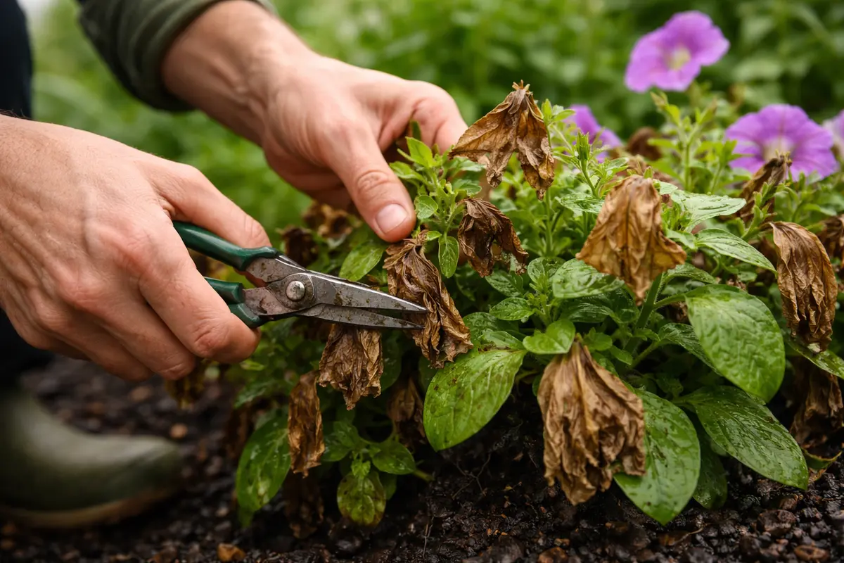 why are my petunias turning brown trim brown petunia leaves right away