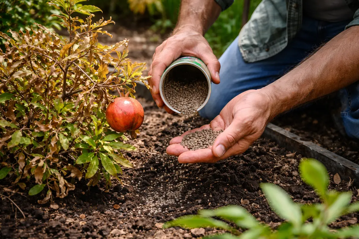 why are my pomegranate leaves turning feed pomegranate to promote leaf recovery