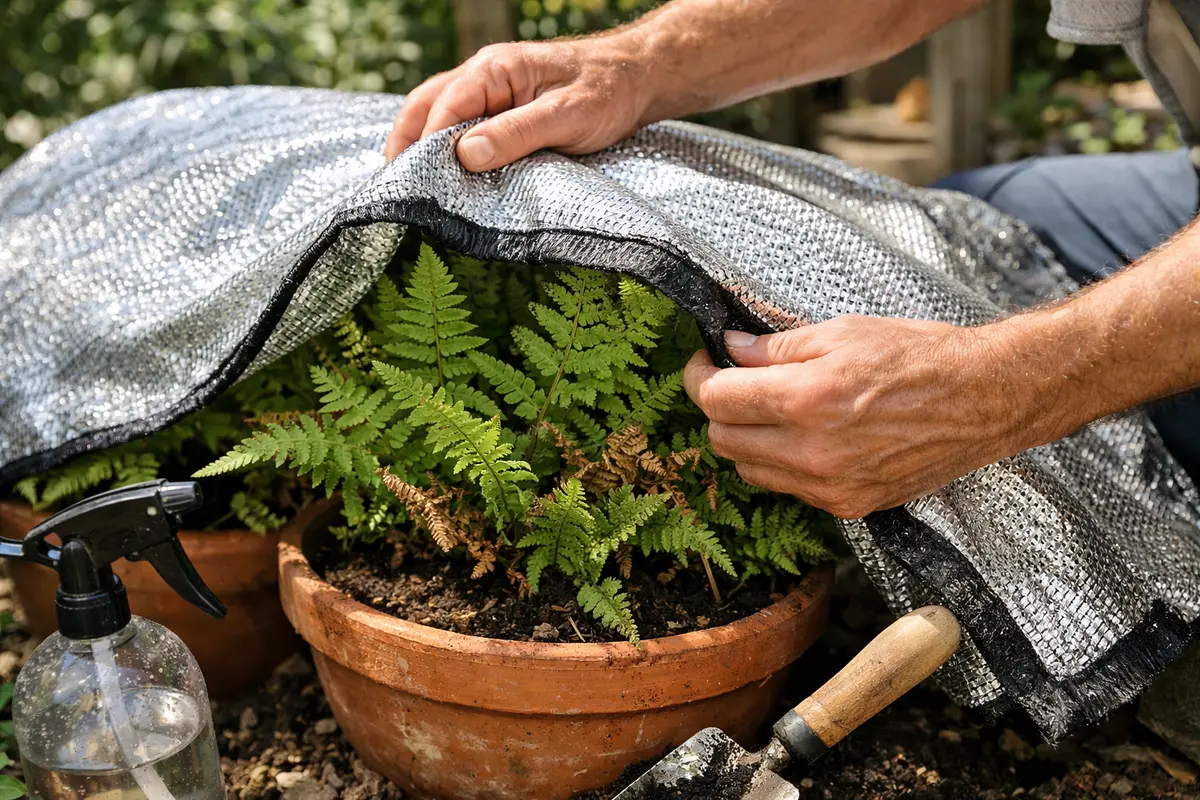 why are my potted ferns turning shield ferns from intense summer heat