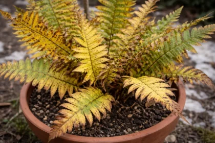 why are my potted ferns with visible browning or spots on leaves