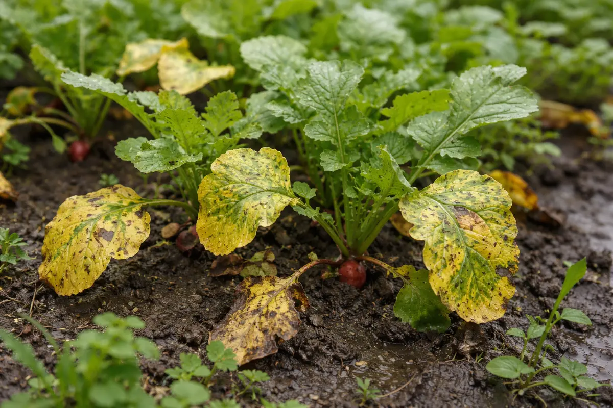 why are my radish leaves with visible browning or spots on leaves