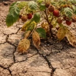 why are my raspberry fruits with cracked dry soil around the plant