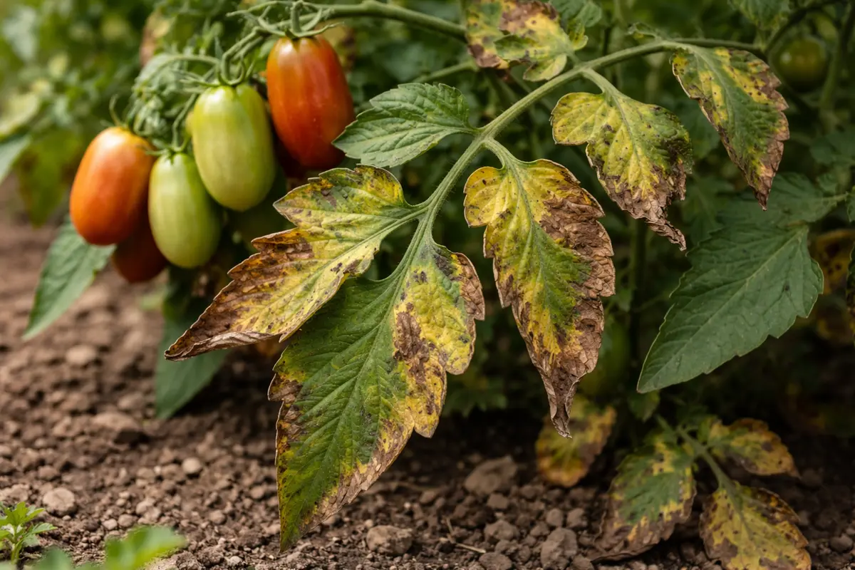 why are my roma tomatoes with visible browning or spots on leaves