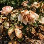 why are my rose bushes with scorched leaf edges in harsh sun