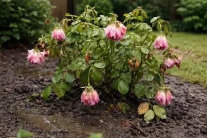 why are my rose bushes wilting wilting visibly in real garden soil