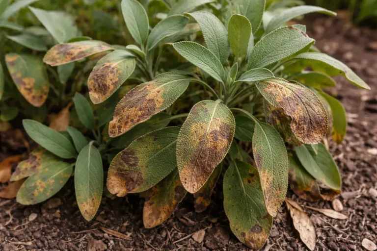 why are my sage leaves with visible browning or spots on leaves